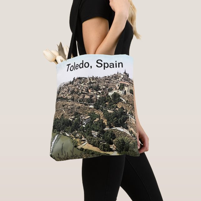 Bolsa Tote Paisagem Ilustrada de Toledo, Espanha (Close Up)