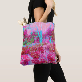 Bolsa Tote Paisagem Impressionista de Jardim Vermelho e Rosa