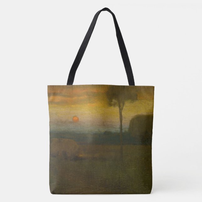 Bolsa Tote Paisagem noturna por George Inness (1889) (Frente)