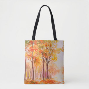 Bolsa Tote Paisagem petrolífera - Floresta colorida do outon
