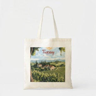 Bolsa Tote Paisagem toscana com vinhedos e bicicleta