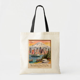 Bolsa Tote Paisagem Urbana Texturizada de Seattle Washington