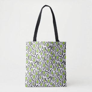 Bolsa Tote Paisley Abstrato 230523 - Martian Green, B&W