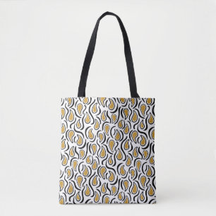 Bolsa Tote Paisley Abstrato 230523 - Ouro Brown, B&W