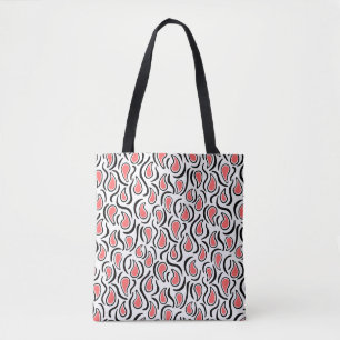 Bolsa Tote Paisley Abstrato 230523 - Rosa Tropical, B&W