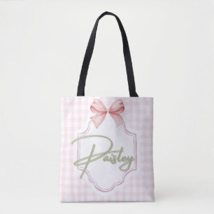 Bolsa Tote Paisley Baby Nursery Gingham Personalizado