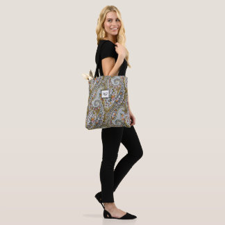 Bolsa Tote Paisley com monograma alfabético personalizado
