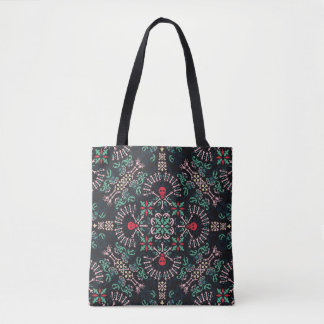 Bolsa Tote paisley, crânios e ossos Bandana Impressão, fa