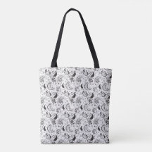 Bolsa Tote Paisley Preto Branco de Designer
