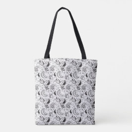 Bolsa Tote Paisley Preto Branco de Designer