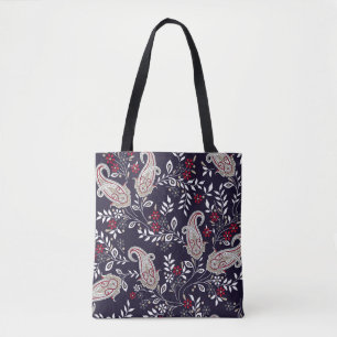 Bolsa Tote Paisley tradicional indiano, padrão perfeito.