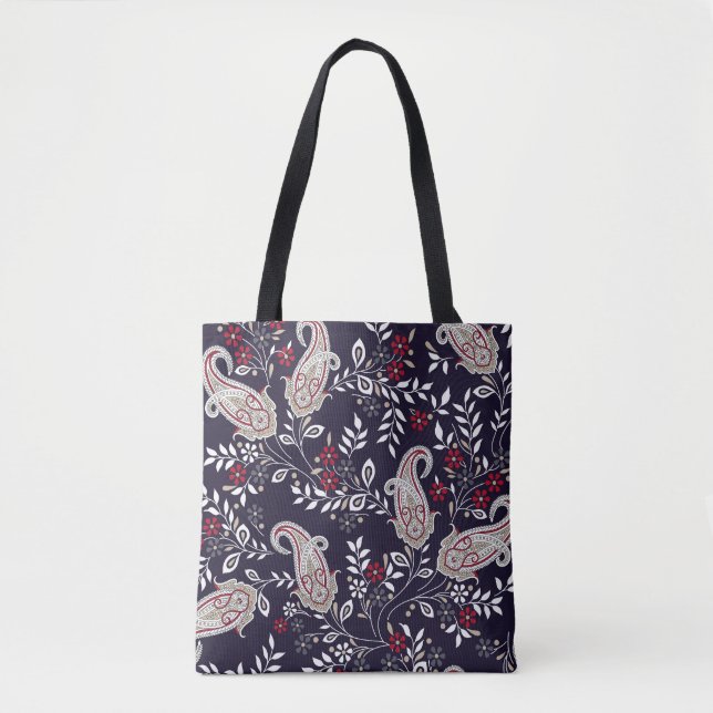 Bolsa Tote Paisley tradicional indiano, padrão perfeito. (Frente)