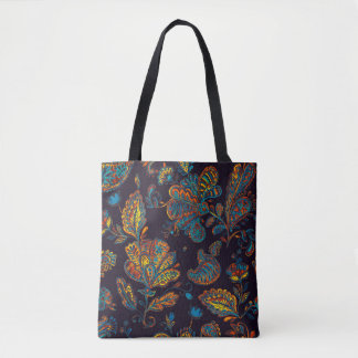 Bolsa Tote Paisley watercolor: azulejo de padrão floral