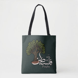 Bolsa Tote Palavra Árabe Palestina com Árvore Oleícola Palest
