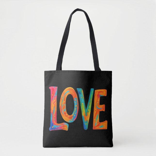 Bolsa Tote Palavra de Amor Colorida (Frente)