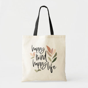 Bolsa Tote Palavra Feliz Vida Inspiradora Citação