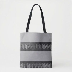 Bolsa Tote Palavras-chave greek preto e cinza