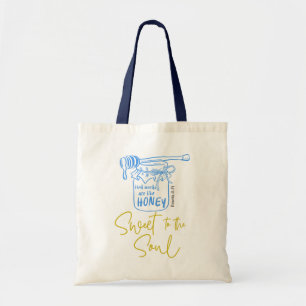 Bolsa Tote Palavras Gentis São Como Mel Desenho Cristão à Mão