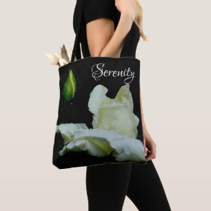 Bolsa Tote Palavras Inspiradoras Serenity White Rosebud 
