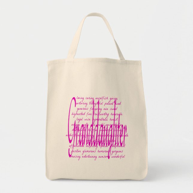 Bolsa Tote Palavras para neta a rosa (Frente)