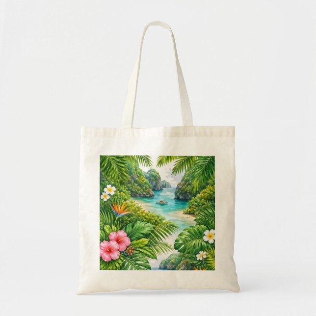 Bolsa Tote Palawan Filipinas Lagoa Tropical (Frente)