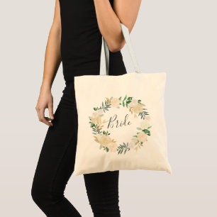 Bolsa Tote Pale Watercolor Floral Wreath Bride
