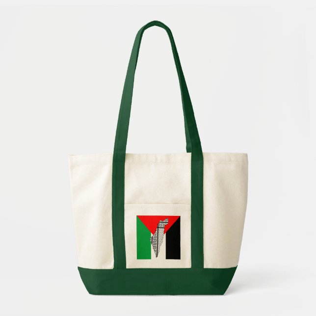 Bolsa Tote Palestina - Bandeira e Mapa com Padrão Keffiyeg (Frente)