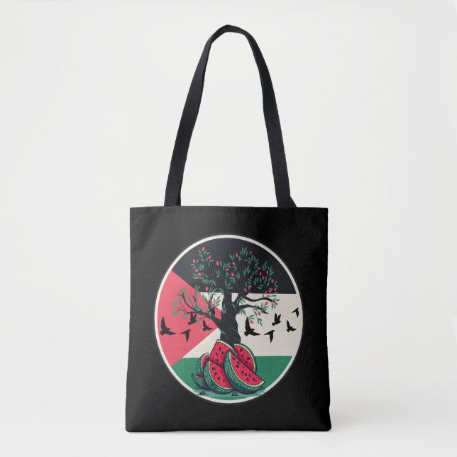 Bolsa Tote palestina cultura palestina melancia oliveira (Frente)