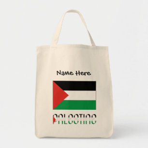 Bolsa Tote Palestina e Bandeira Palestina com Seu Nome