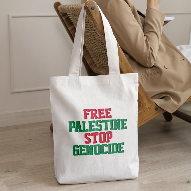 Bolsa Tote Palestina livre pára o genocídio (Criador carregado)