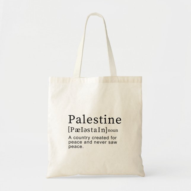 Bolsa Tote Palestina Significado design da Palestina Texto de (Frente)