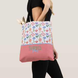Bolsa Tote Paleta Doce de Vibrações da Primavera Pequenas Flo