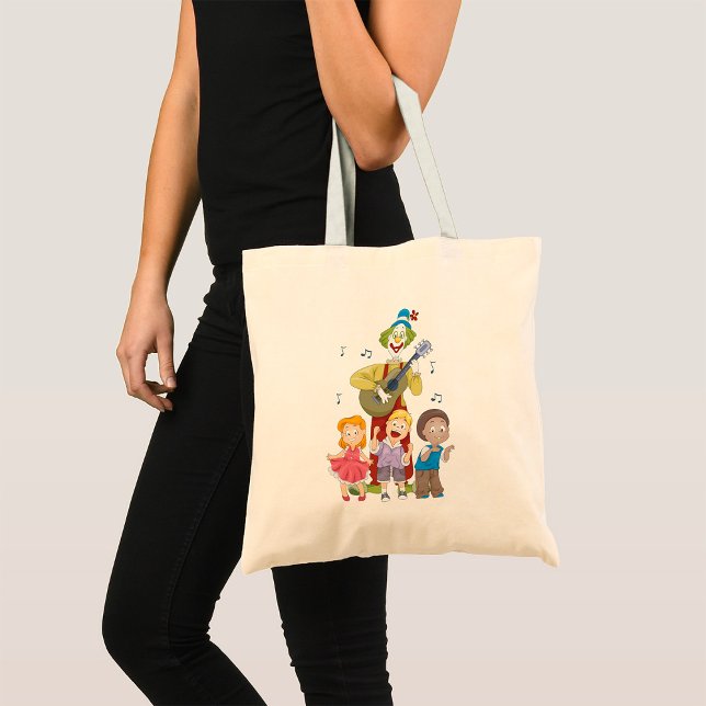 Bolsa Tote Palhaço Musical Divertido com Crianças Dançando (Criador carregado)