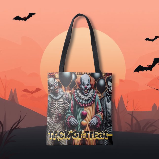 Bolsa Tote Palhaço, vampiro e truque ou tratamento de Hallowe (Criador carregado)