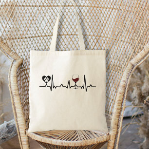 Bolsa Tote Palhetas Negras Simplísticas e Pulsação de Vinho