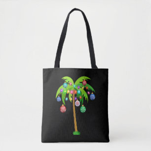 Bolsa Tote Palm Tree Christmas Luz Engraçada Praia Verão