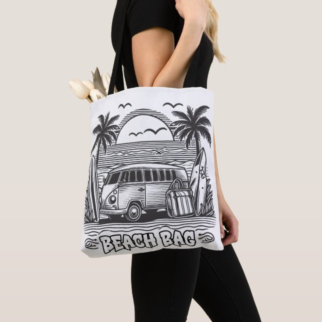 Bolsa Tote Palm Tree Escape Van Coloring (Close Up)