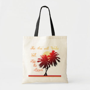 Bolsa Tote Palm Tree Sun vai Acordar e beijar a praia