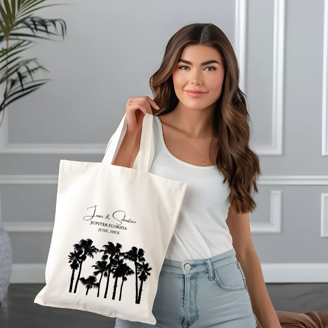 Bolsa Tote Palm Tree Tropical Beach Wedding Welcome (Criador carregado)