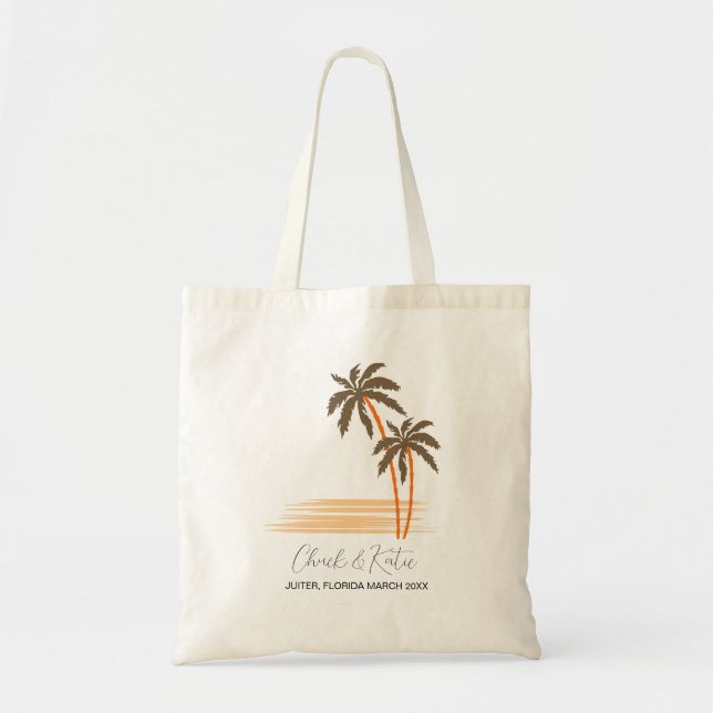 Bolsa Tote Palma de praia de Casamento de Casamento de Destin (Frente)