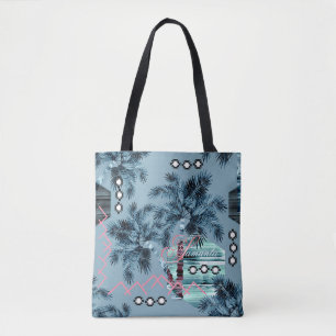 Bolsa Tote Palma havaiano azul preto monograma personalizado