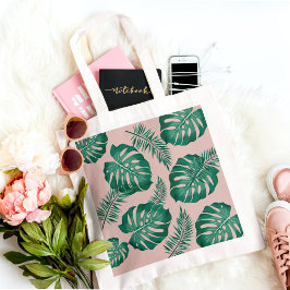 Bolsa Tote Palma Rosa Tropical e Verde deixa um padrão perfei