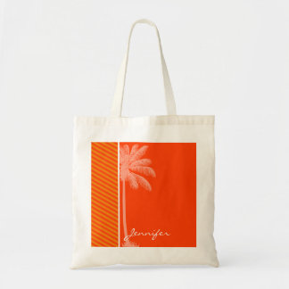 Bolsa Tote Palma tropical; Listras alaranjadas