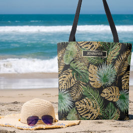 Bolsa Tote Palma Tropical Moderna Deixa Faux Dourado Nome da 