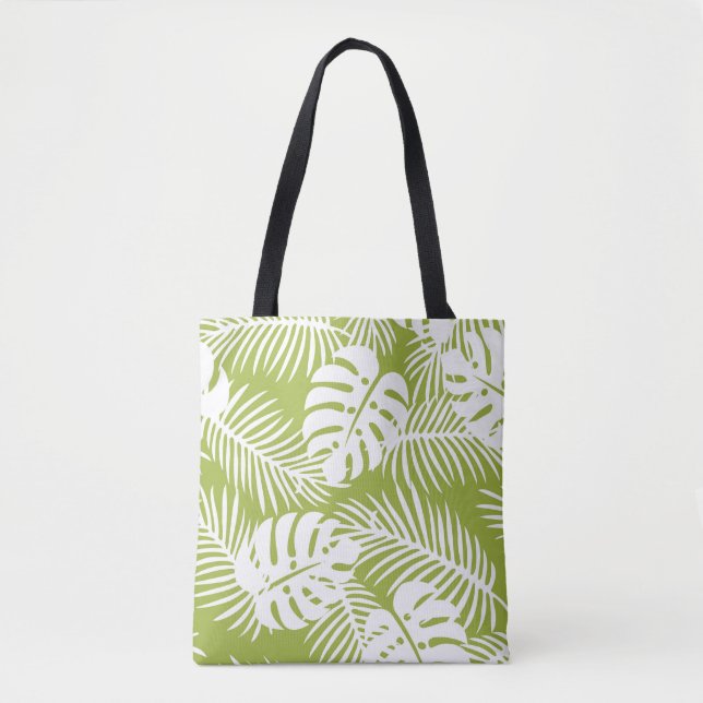 Bolsa Tote Palma Verde Deixa Padrão Florestal Tropical (Frente)