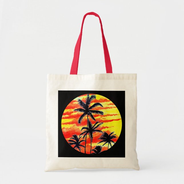 Bolsa Tote Palmas de Coco Sunset Havaiano (Frente)