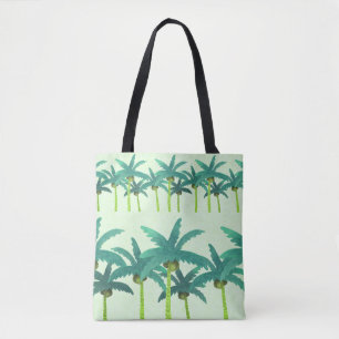 Bolsa Tote Palmas Tropicais: Fita Sem Costura De Aquarela.