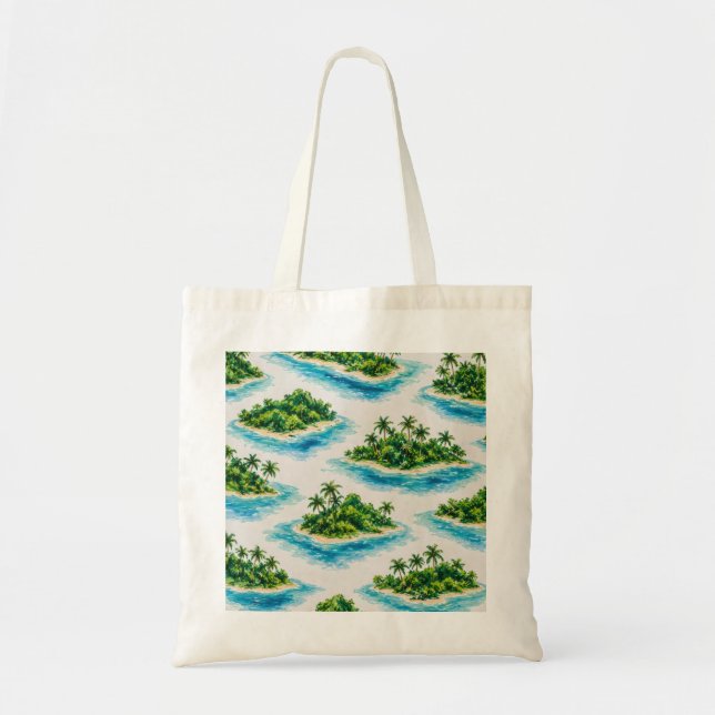 Bolsa Tote Palmeira de Ilha Tropical (Frente)
