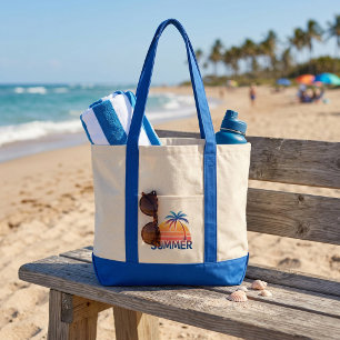 Bolsa Tote Palmeira do pôr do sol retrô de verão