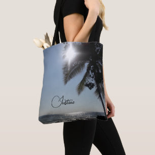Bolsa Tote Palmeira Personalizada ao Sol Oceano